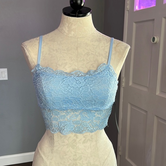 Love For Humanity Blue Lace Crop Top - Picture 1 of 8